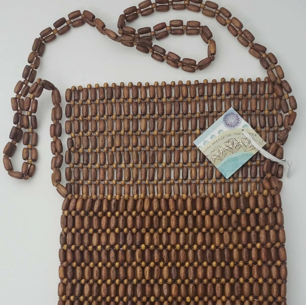 Free Sigrid Olsen Beaded Crossbody Bag Brown wooden NEW